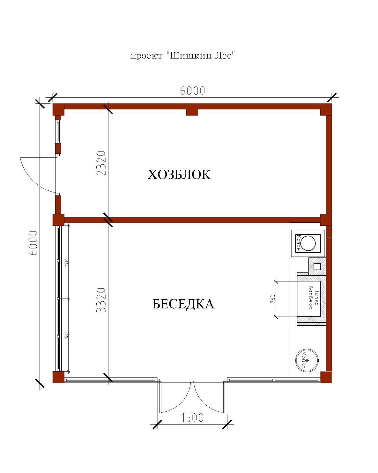 План беседки с летней кухней